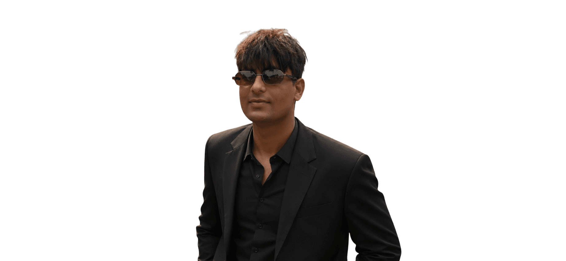 Dhruv Gugnani wearing a black suit